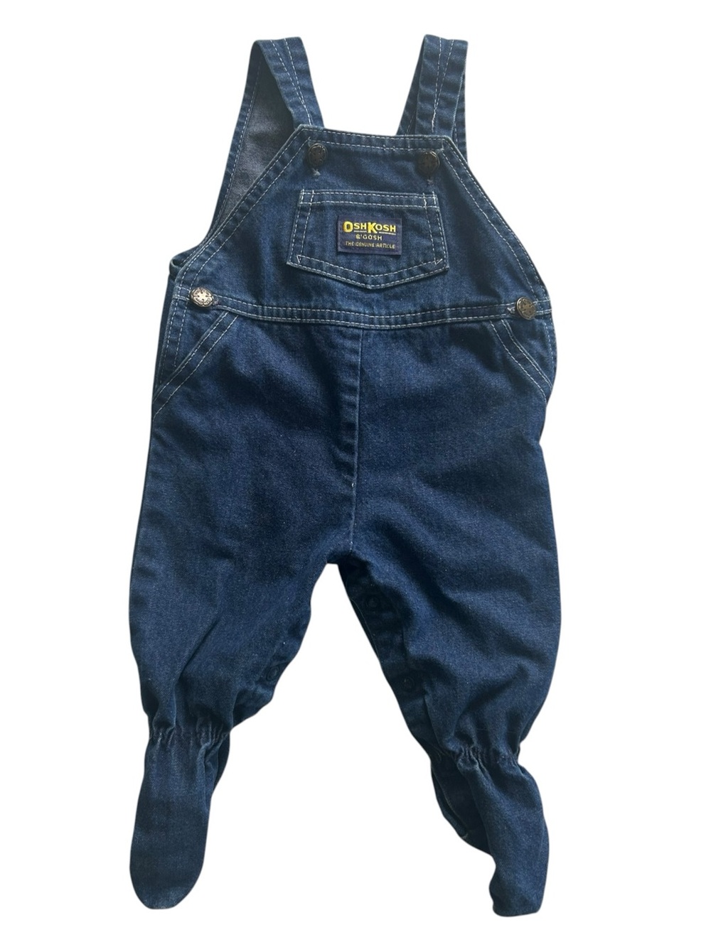 OshKosh B’gosh 80s 100% Cotton Footie Overalls Size 3/6 Months Vintage Kids Baby